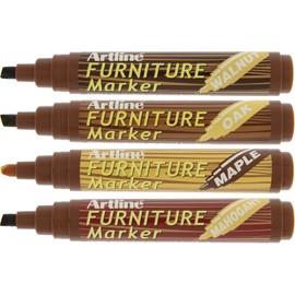 Artline 95 Laminate Floor and Furniture Scratch Recolour Marker - Walnut/ Maple/ Mahogany/ Oak (Blister Pack of 4)