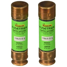 Bussmann BP/FRN-R-50 50 Amp Fusetron Dual Element Time-Delay Current Limiting Class RK5 Fuse, 250V Carded UL Listed, 2-Pack, Pack of 1, No Color