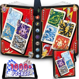 1000 Trading Card Binder 9 Pocket, 3-Ring Card Binder with 56 Page Removable Sleeves, High Storage Trading Card Holder Collection Card Album Carrying Organizer Case for MTG TCG Cards - Elemental Type