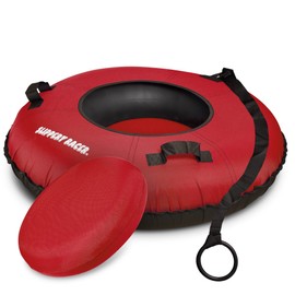 Slippery Racer Heavy Duty Commercial Snow Tube, Hard Bottom, Cushion Insert, Canvass Cover-42” (RED, 2)