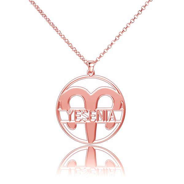 LoEnMe Jewelry Zodiac Signs Aries 925 Name Personalized Women Custom
