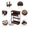Narrow Side Table With Charging Station, 3-Tier End Table with