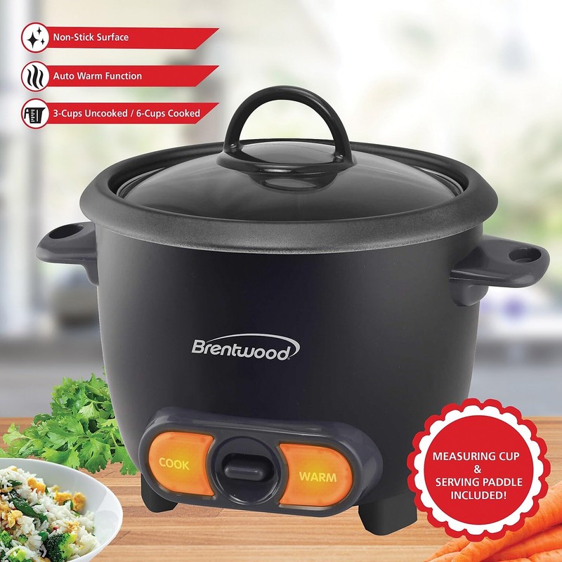 Brentwood TS-506BK Electric Rice Cooker, standard, Black
