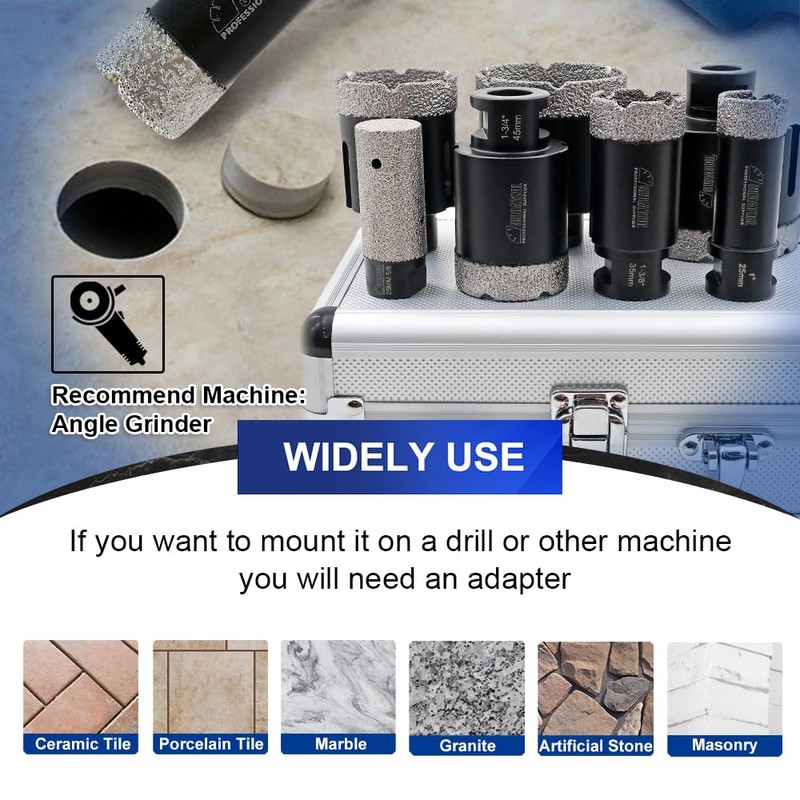 SHDIATOOL Diamond Core Drill Bits Set Hole Saw Kit for