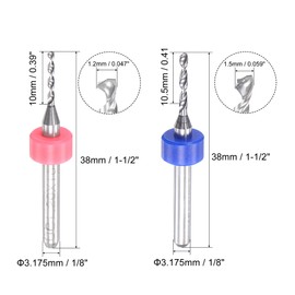 QUARKZMAN Micro PCB Drill Bit Set 1.2 mm 1.5 mm, 1/8 Inch 3.175 mm Shank Tungsten Carbide CNC Engraving Printing Circuit Board Drill Rotary Tool Set of 20