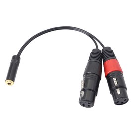 MEIRIYFA Dual XLR to 3.5mm Jack Microphone Cable, 1/8 Female to Dual XLR Female Adapter Microphone Cable, 3.5mm Stereo TRS to Dual XLR Female Conversion Cable - 0.3m