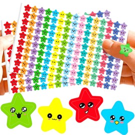 Abon Abon Reward Stickers for Kids with Stars, Small, Facial Expressions, Cute, (1,500 Sheets) Colorful and Cute Facial Expressions, Gift Stickers