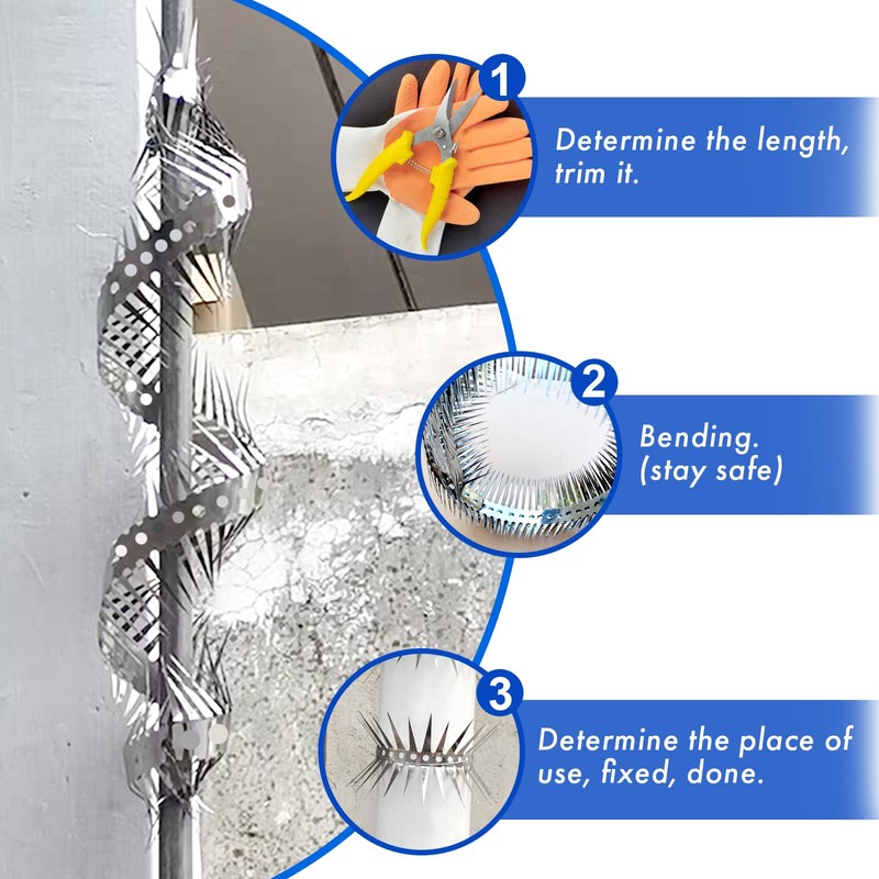 Bird Spikes - Stainless Steel Fence Spikes for Pigeons, Raccoons,