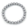Avalaya 8mm Grey Pearl Style Single Strand Bead Flex Bracelet