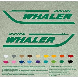 Pair 12" Boston Whaler Compatible Replacement Decals *Green* Vinyl Stickers Boat Outboard Motor Set of 2