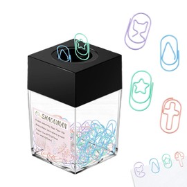 Fatty Shape Paper Clips Anti-Rust Non-Slip Design, Multi-Color Set with Magnetic Paper Clips Holder for Office School (Macaron, Medium)