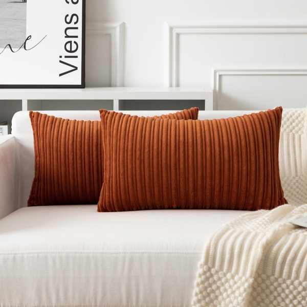 UGASA Fall Velvet 12x20 Inch Lumbar Soft Throw Pillow Covers