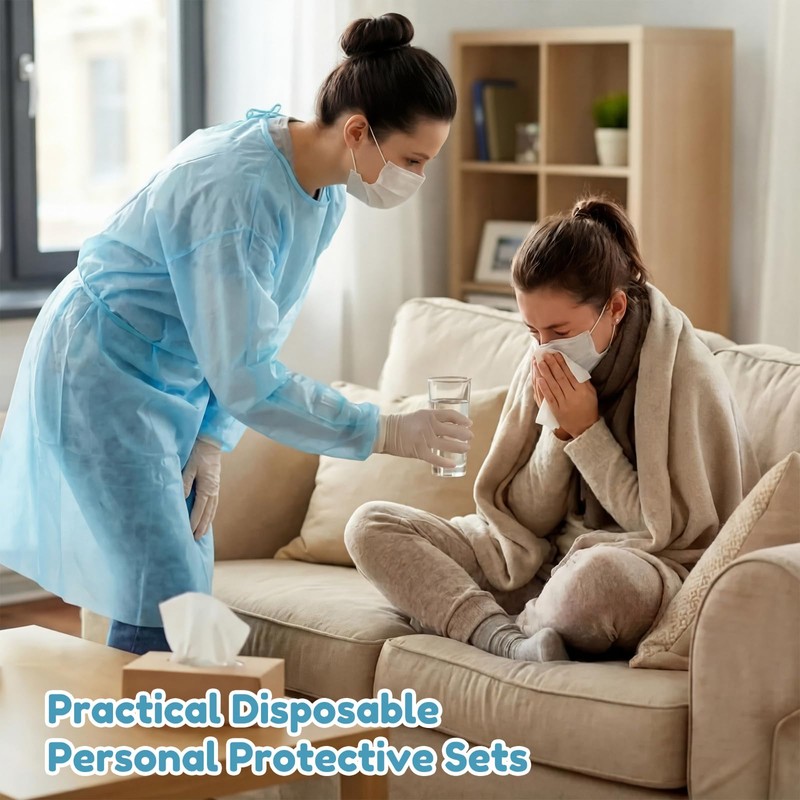 Xuhal 36 Set Blue Disposable Isolation PPE Gowns and Shoe