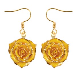 24K Gold Dipped Rose Earrings for Women,Fashion Golden Dipped Rose Earrings Best Gift for Girlfriend Wife Women on Valentines Day Anniversary Birthday