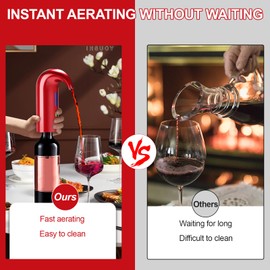 Cosyall Wine Aerator, Electric Wine Decanter One Touch Red White Wine Accessories Aeration and Decanter Wine Pourer,Wine Gifts for Wine Lovers (Red)