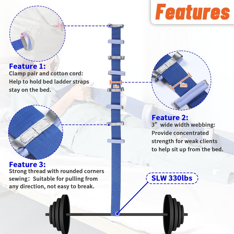 Ehucon Bed Ladder Assist,Pull Up Assist Ladder with Handle,Bed Rope
