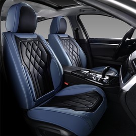 FLORICH Universal Seat Covers for Cars Full Set, Automotive Seat Covers, Waterproof Leather Car Seat Protector Fit for Most Sedans SUV Pick-up Truck- Blue&Black