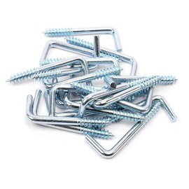 50 Pcs Right Angle Hooks Zinc Plated L Hook Screws Self Tapping 7 Shape Screw Hooks (1.57 * 0.63 Inch)