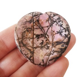 Loveliome Rhodonite Heart Thumb Worry Stone,Stress Relief Healing Crystals Palm Pocket Stones