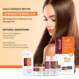 Karseell Maca essence repair Straightening Kit, 12 Weeks of Home Use Professional Straightening, Softer and Shinier Hair, All Hair Types