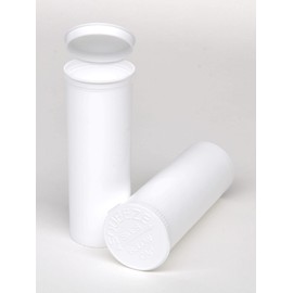 W Gallery 75 White Vials - 60 DRAM Pop Top Bottle - Airtight Smell Proof Containers - Medical Grade Plastic Prescription Bottles for Pills Herbs Flowers Supplements, Bulk Pack, Not Glass Jars