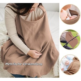 Jushion Muslin Cover for Breastfeeding Babies, Nursing Cover for On the Go Nursing Scarf Nursing Apron, Nursing Cover with Rigid Hoop, Nursing Cover Breastfeeding Cover, Muslin Nursing Cover for