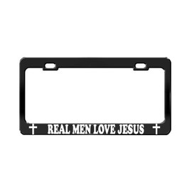 Product Express Real Men Love Jesus #1 TAG License Plate Frame CAR Accessories Black Steel