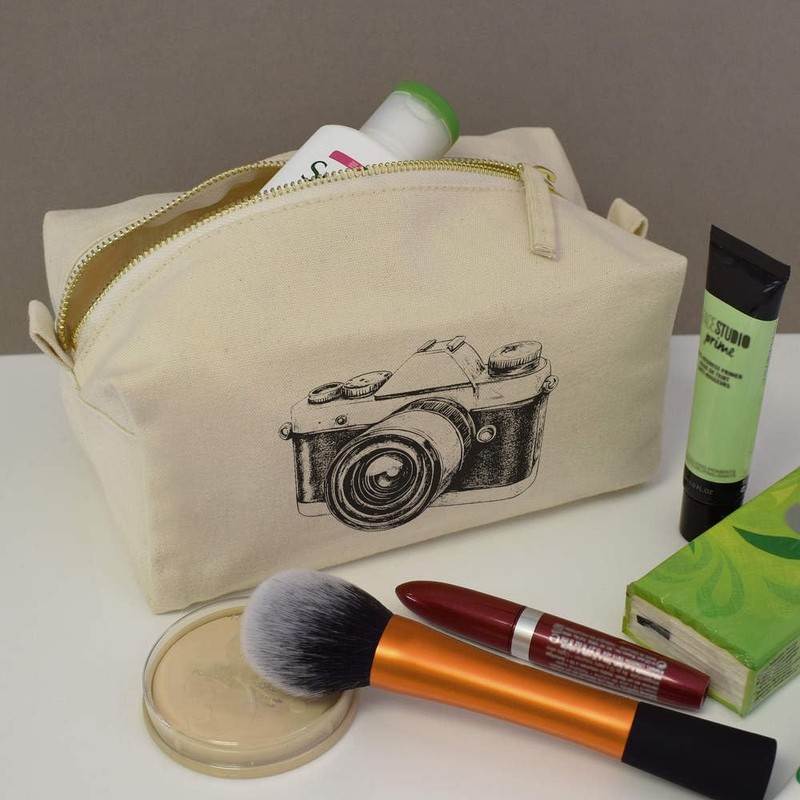 'Vintage Camera' Canvas Wash Bag/Makeup Case (CS00039932)