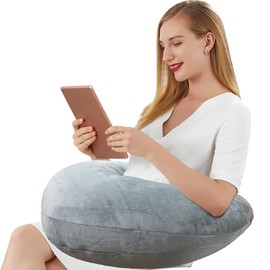 PALFIK Reading Pillow for Bed, Sofa, Gaming Arm Support for Crocheting & Playing, Washable Laptop Support Pillow with Posture Correction, Elbow Rest Pillow for Adults Kids - Gray