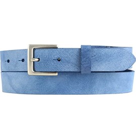 BELTINGER Men's Belt Made of Soft Full Cowhide Leather Vintage Look 3 cm Leather Belt for Men 30 mm Narrow Belt Used Look, Blue, antique silver