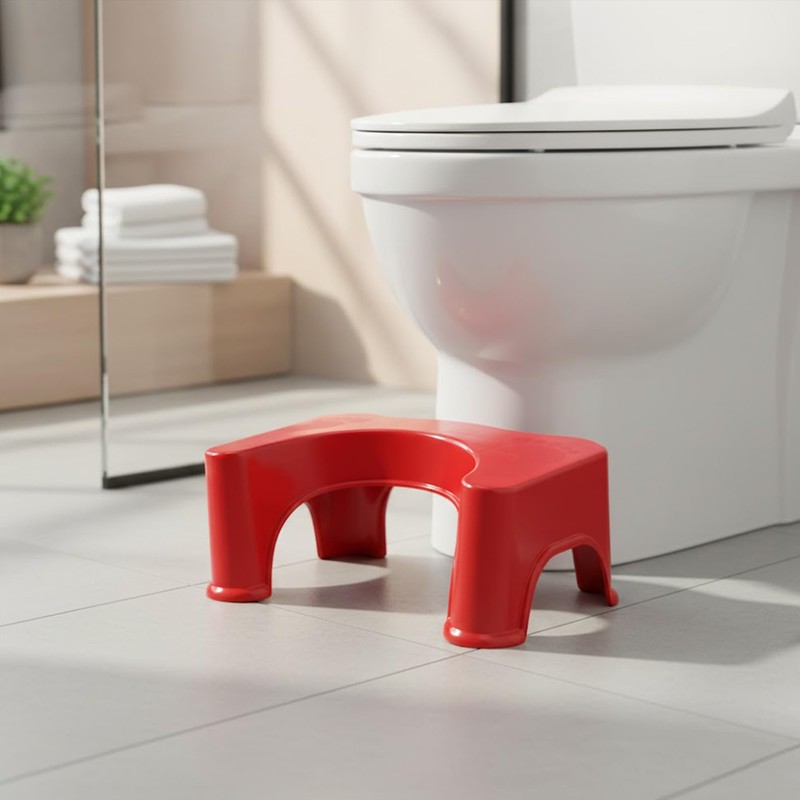 ASPIRE UK Squatting Toilet Stool White Red Ergonomic Toilet Footrest