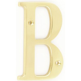 ZW Hardware B100 4 Inch Solid Brass Bright Brass House Letter B