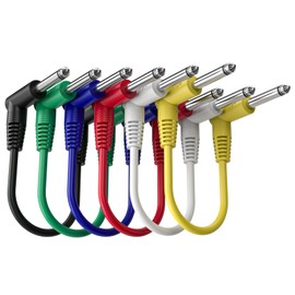 VKheroKV GP-ME2E-N Guitar Patch Cable Guitar Effect Pedal Cables，6.35MM 1/4'' Right-Angle TS Male Connector for Microphone Amp/Amplifier Mixer. GP-ME2E-N (12inch-6pack, Multicolored)