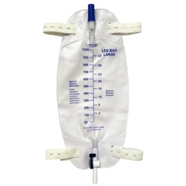lifevv 4 Pack 1000ml Catheter Leg Bag Urinary Drainage Bag, Anti-Reflux Valve, Cloth Straps,Easy Lever Outlet Tap,Effective Leak Prevention