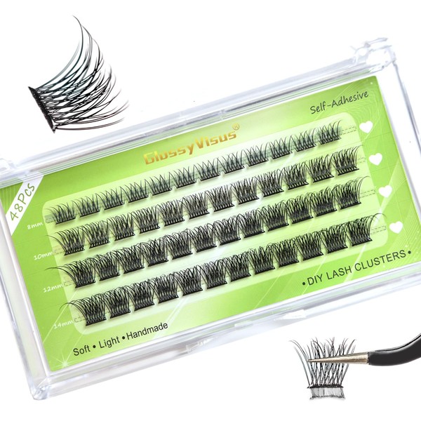 GlossyVisus Self Adhesive Eyelashes Kit with 48 Pcs Press On