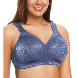 ZeroBound Women's Minimizer Bra Comfort Cushion Strap Wirefree Full Coverage Large Bust Non-Padded Bras Gray Blue