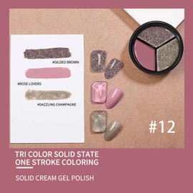 Solid Nail Gel Polish Solid Gel Polish 3Colors Solid Cream Gel Polish Manicure Kit with Varnish Mixing Glue for Color Glue Sequins Glitter, Make Art Nails Dazzle with Color DIY Cream Gel Polish Solid