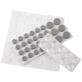 SoftTouch Assorted Self-Stick Bumpers - Protect Surfaces, Reduce Noise & Impact, Clear/Gray (80)