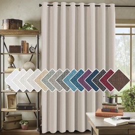 H.VERSAILTEX Wide Blackout Room Darkening Rich Quality of Textured Linen Patio Door Curtains Home Fashion Window Panel Drapes with 16 Grommets - 100 inch Wide by 96 inch Long - Heather Ivory