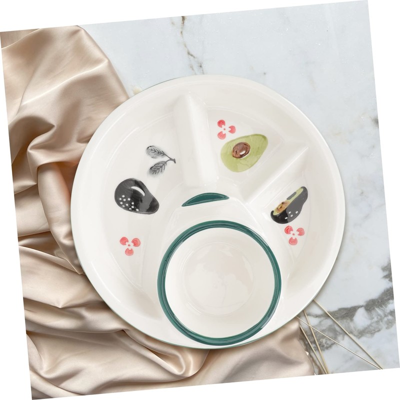 GRIRIW Chic Ceramic Dinner Plate Divided Sections for Bariatric Surgery