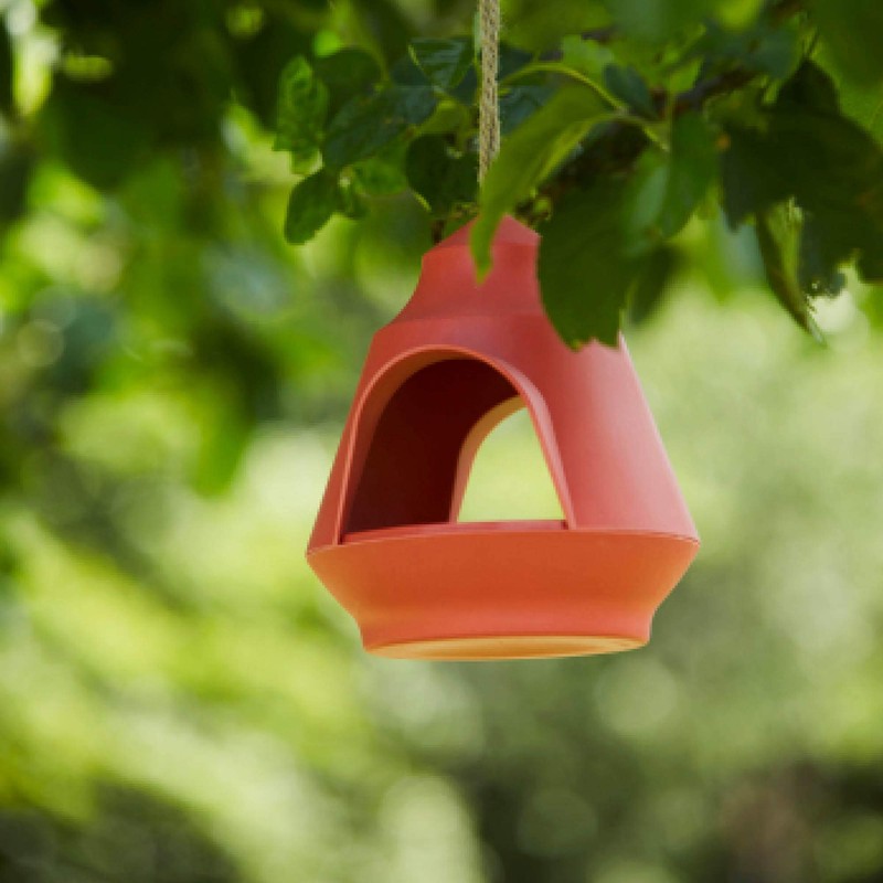 Point-Virgule Hanging Bird Feeder for Balcony, Orange 17.7 x 17.9