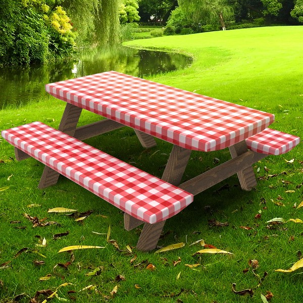 UMINEUX Picnic Table Cover with Bench Covers Fitted Table Clothes