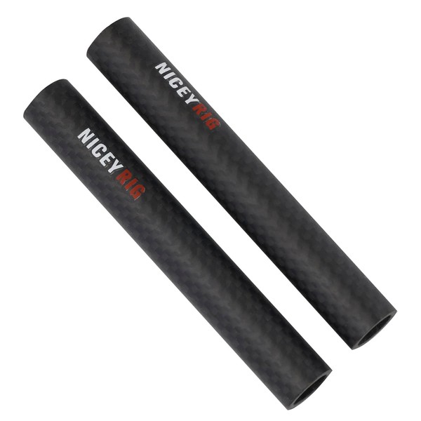 NICEYRIG 15mm Carbon Fiber Rods, 10cm Length for 15mm Bar Clamp, Matte Box, Follow Focus, DSLR Shoulder Rig, 15mm Rail Support System (Pack of 2)
