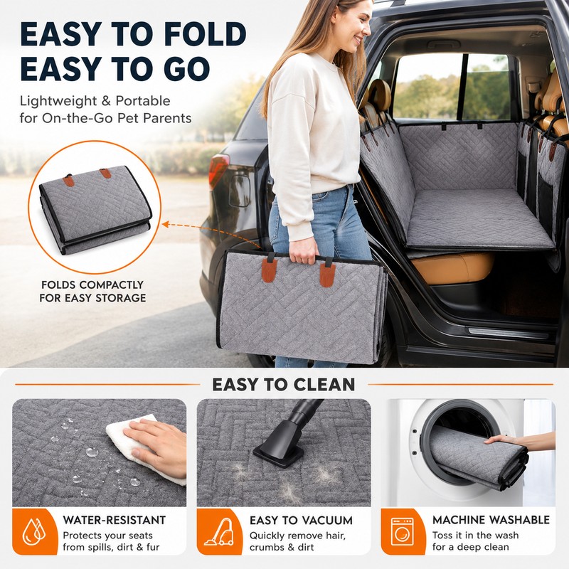 Dog Car Seat Cover for Travel – Waterproof Back Seat