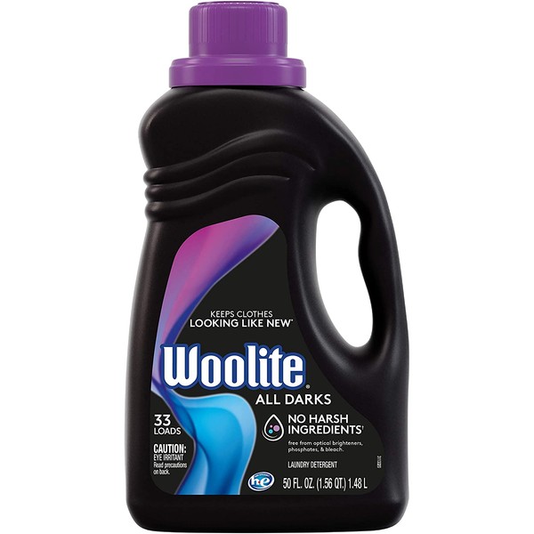Woolite All Darks Liquid Laundry Detergent, 33 Loads, 50 Fl Oz, Dark & Black Clothes & Jeans, Regular & HE Washers, midnight breeze scent, packaging may vary