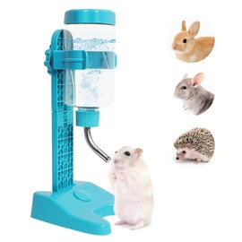 Vannon 13oz Pet Standing Water Dispenser Top Fill Pet Water Bottle Dispenser with Stand Pet Slow Water Bottle for Small Animals, BPA Free, Adjustable Height, Blue