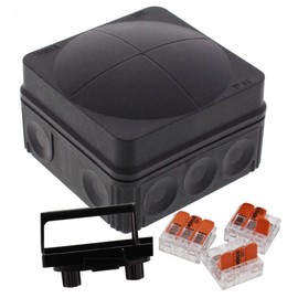 Wiska 10111273 Combi 108 BK 3-221-413 Combi 108 Junction Box, 76x76x51mm, Black, 3 x wago 221