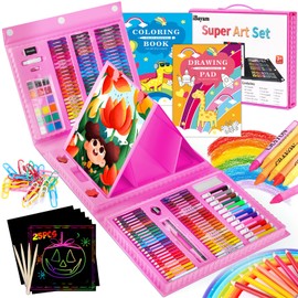 iBayam iBayam Teen Girl Boys Gifts Trendy Stuff, Art Kit, 251-Pack Art Supplies Drawing Kits, Arts and Crafts Gifts Box for Kids Teen Girls Boys, Art Set Case with Trifold Easel, Scratch Paper, Sketch Pads