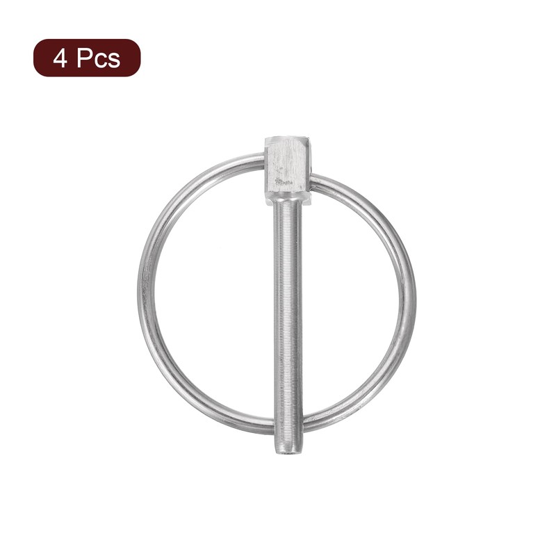 QUARKZMAN 4pcs 1/8" x 1-3/8" Locking Pin with Ring, Stainless