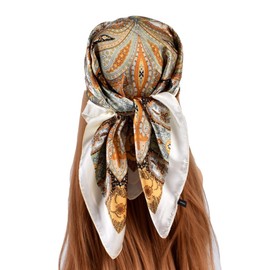 FAIRYGATE Ladies Scarfs for Women Silk Like Paisley Bandanas Satin Hijab Head Scarf Lightweight Neck Wrap Girls' Scarves 92012